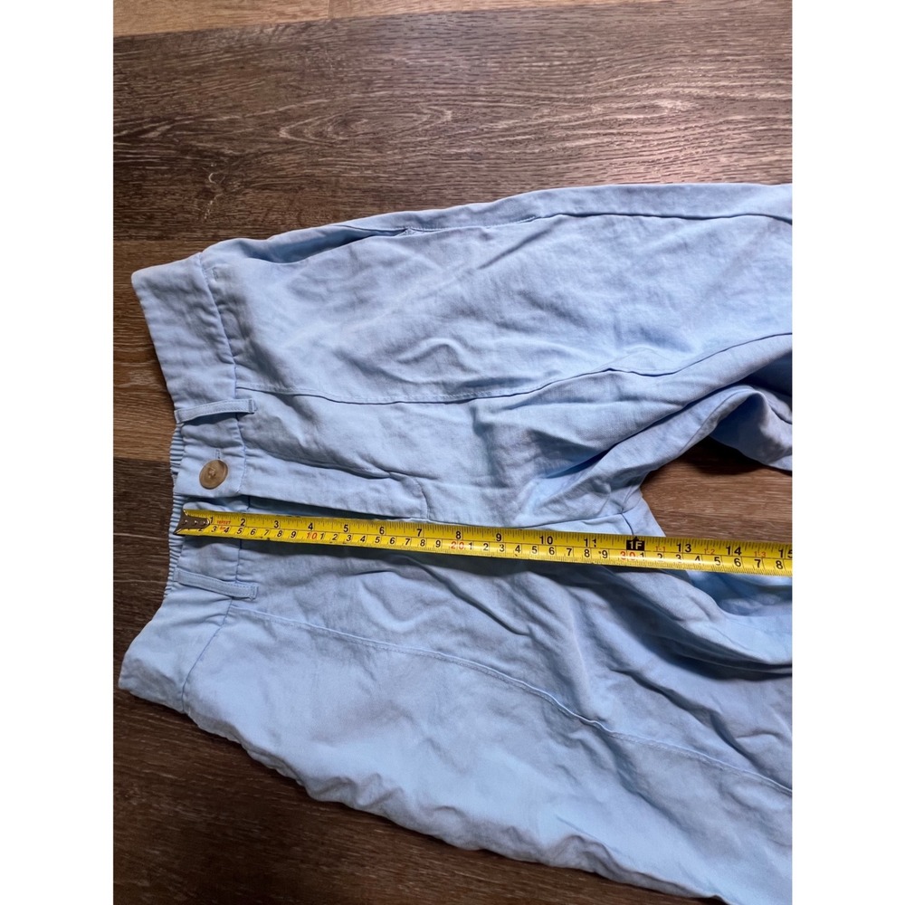 A New Day Linen Blend Trousers Womens 4 Light Blue Excellent High Waist Cuffed - Picture 4 of 8